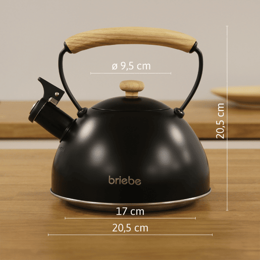 Briebe SKT1177BLK Nordic Tostapane a Fessura Larga a 2 Fette+ Chaleira de Indução com Apito, 2,3 L, 870, Preto