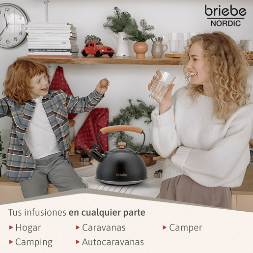 Briebe SKT1177BLK Nordic Tostapane a Fessura Larga a 2 Fette+ Chaleira de Indução com Apito, 2,3 L, 870, Preto