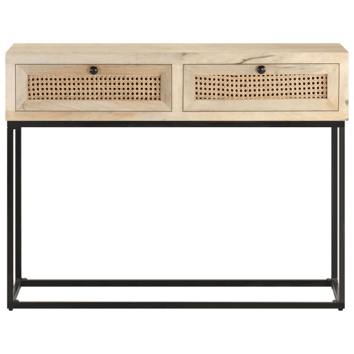 Mesa Consola - Mesa De Entrada 100x35x76 cm mangueira maciça e palha natural