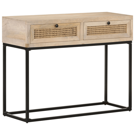 Mesa Consola - Mesa De Entrada 100x35x76 cm mangueira maciça e palha natural