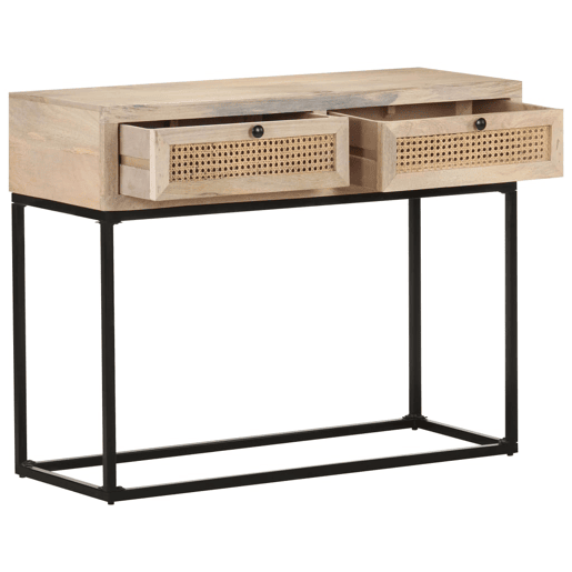 Mesa Consola - Mesa De Entrada 100x35x76 cm mangueira maciça e palha natural