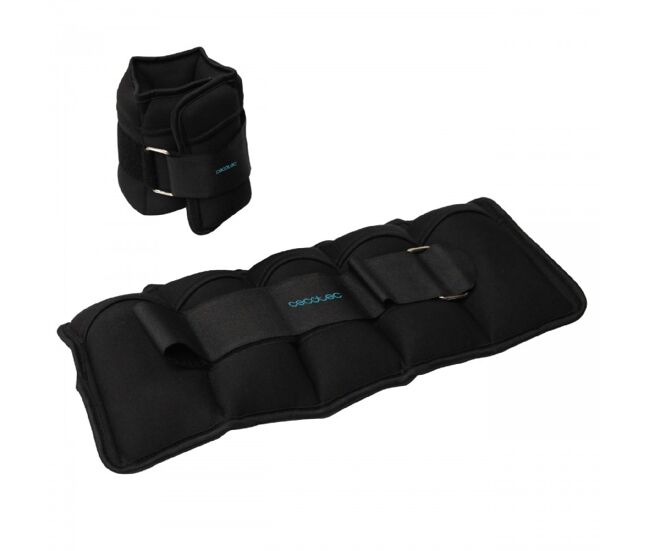Cecotec set 2 pesas para tobillo y muñecas ajustables con velcro. peso de cada una 1 kg. rellenas de arena.