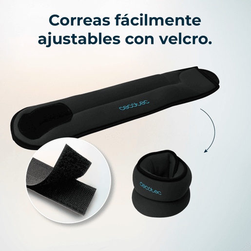 Cecotec Conjunto de 2 pesos ajustáveis com velcro para tornozelos e pulsos. Peso individual de 1 kg. Enchido de areia.