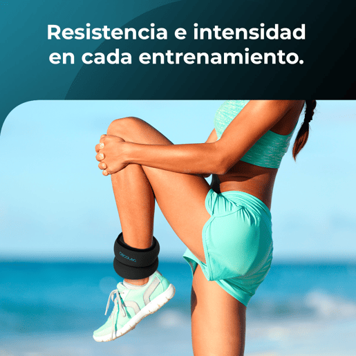Cecotec Conjunto de 2 pesos ajustáveis com velcro para tornozelos e pulsos. Peso individual de 1 kg. Enchido de areia.