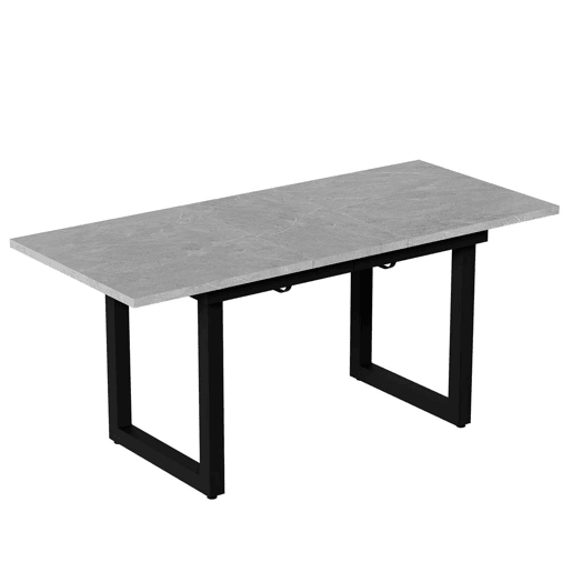 Mesa de jantar extensível 140180x80x75 - Estilo industrial, retangular, mesa de café moderna, multifuncional, ferro, MDF, cinza+preto