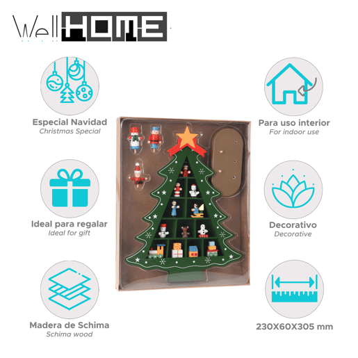 Árvore de madeira Well Home com decoração suspensa