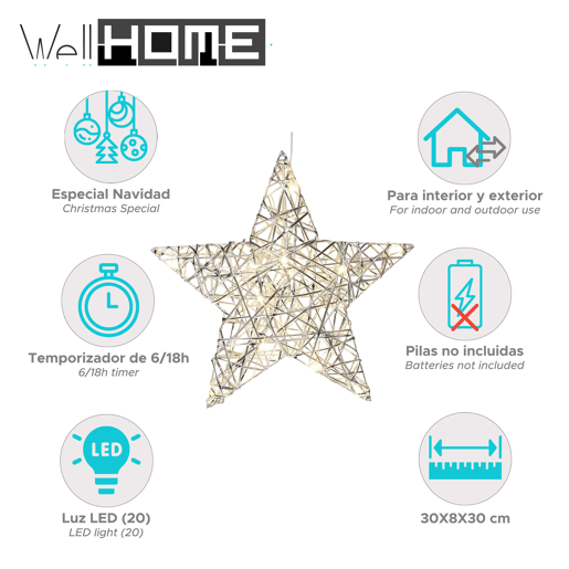 Estrela de Natal com 20 Luzes LED Quentes Estrela de Natal com 20 Luzes LED Quentes