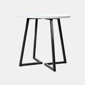 Mesa redonda 1 peça - Mesa de cozinha com estrutura metálica única - Branco Preto
