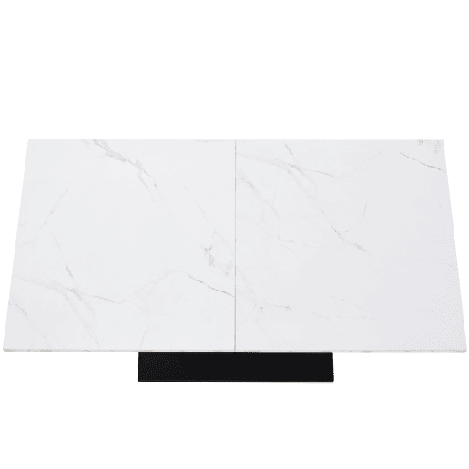 Mesa de jantar 140x75,5 cm - Mesa de cozinha moderna, estrutura em metal, padrão marmorizado, pés ajustáveis - BrancoPreto