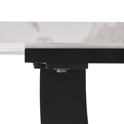 Mesa de jantar 140x75,5 cm - Mesa de cozinha moderna, estrutura em metal, padrão marmorizado, pés ajustáveis - BrancoPreto