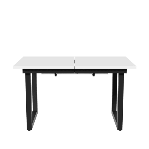 Mesa de jantar extensível L140180W80H75 - Estilo industrial, retangular, mesa de café, mesa moderna de ferro, multifuncional, MDF, Branco+Preto