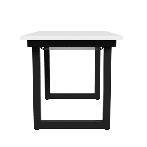 Mesa de jantar extensível L140180W80H75 - Estilo industrial, retangular, mesa de café, mesa moderna de ferro, multifuncional, MDF, Branco+Preto