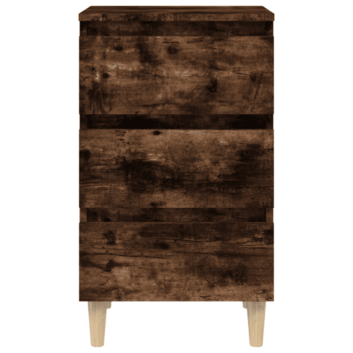 Mesa De Cabeceira - Mesinha De Cabeceira pernas de madeira 40x35x69 cm carvalho fumado