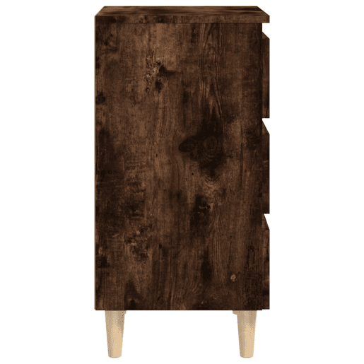 Mesa De Cabeceira - Mesinha De Cabeceira pernas de madeira 40x35x69 cm carvalho fumado