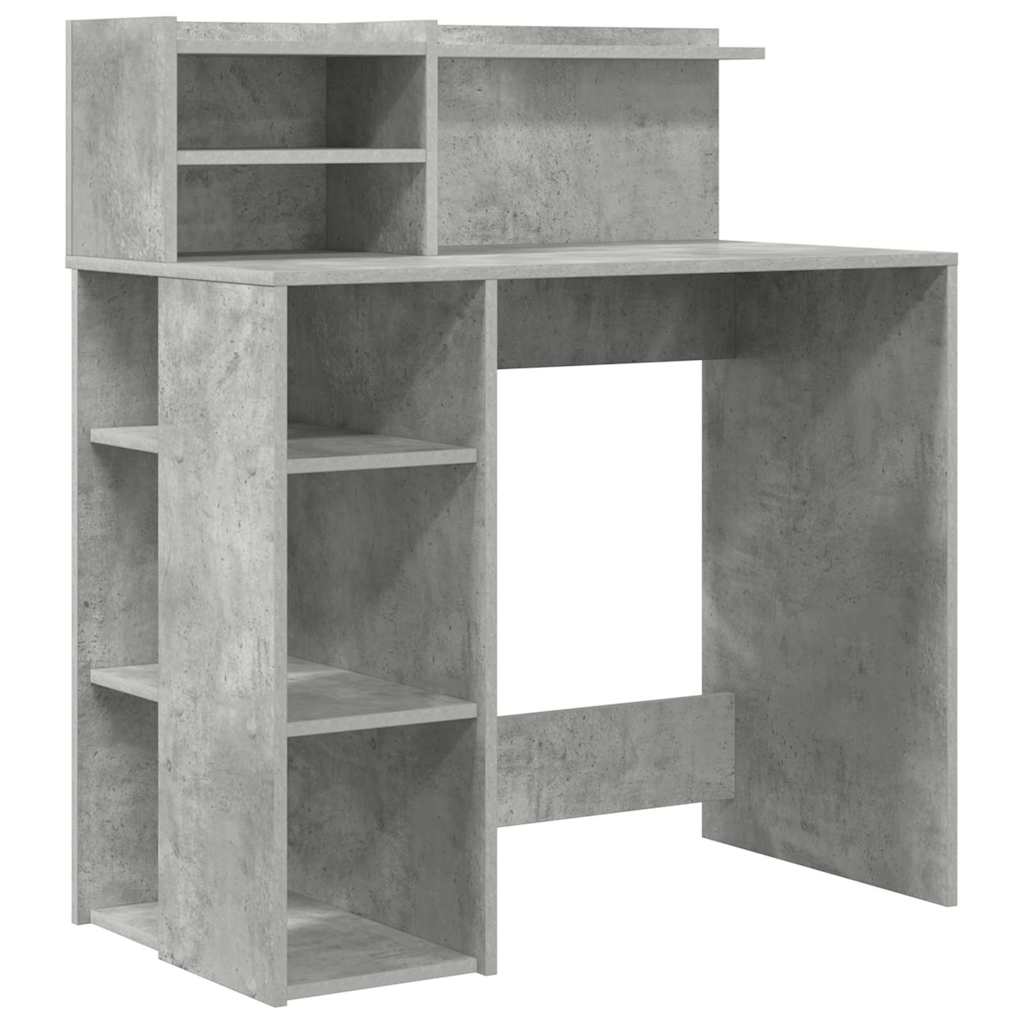 Escritorio - mesa de ordenador con almacenamiento gris hormigón 90 x 48 x 101.5 cm