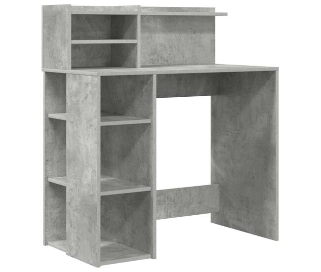 Escritorio - mesa de ordenador con almacenamiento gris hormigón 90 x 48 x 101.5 cm