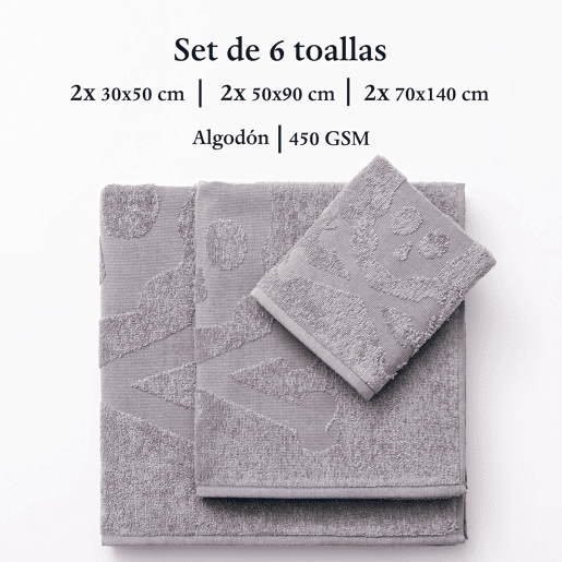 Conjunto de 6 toalhas de banho 100% algodão com estampa de caveira da Scalpers Home