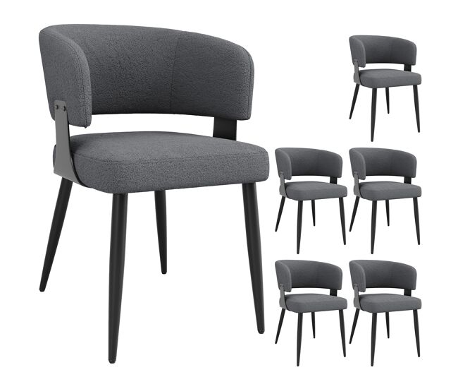 Silla comedor 6 piezas - ergonomica, ligera, respaldo curvado - gris