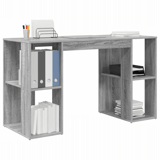 Secretária Escrivaninha de computador - com Armazenamento Cinza Sonoma 130 x 50,5 x 75 cm