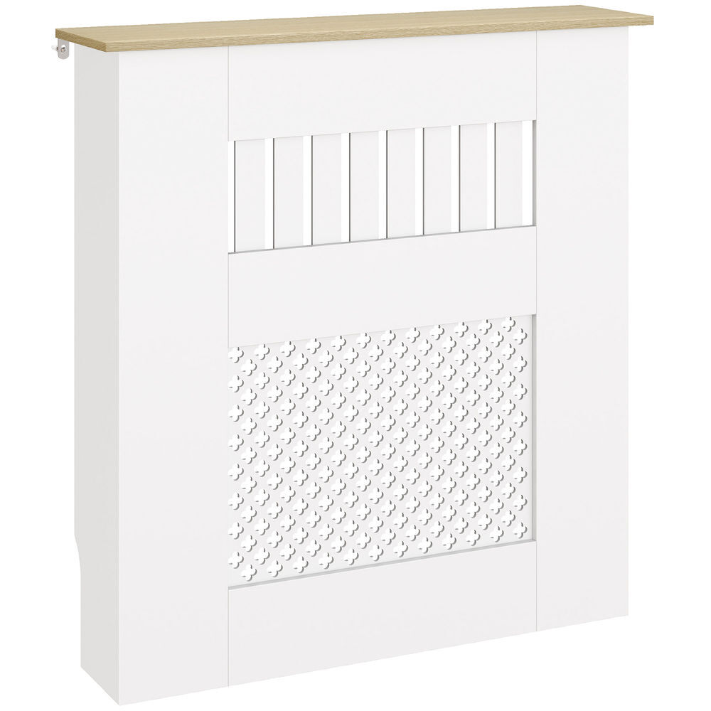 Homcom cubre radiadores, cubreradiador de mdf, 78x19x81 cm, cubierta para radiador, diseño moderno de listones y nido de abeja, para salón, dormitorio