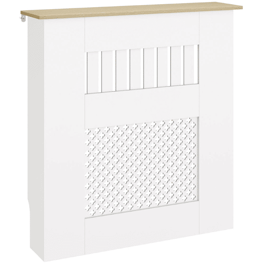 HOMCOM Cobertura para Radiadores Proteção Radiador de MDF 78x19x81 cm Cobertura de Radiador Desenho Moderno de Ripas e Colmeia para Sala Quarto Branco