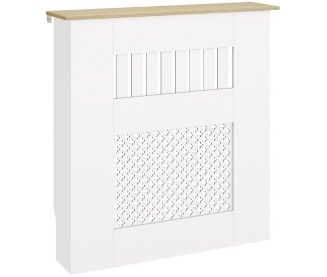 Homcom cubre radiadores, cubreradiador de mdf, 78x19x81 cm, cubierta para radiador, diseño moderno de listones y nido de abeja, para salón, dormitorio