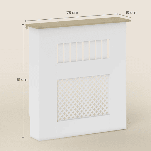 HOMCOM Cobertura para Radiadores Proteção Radiador de MDF 78x19x81 cm Cobertura de Radiador Desenho Moderno de Ripas e Colmeia para Sala Quarto Branco