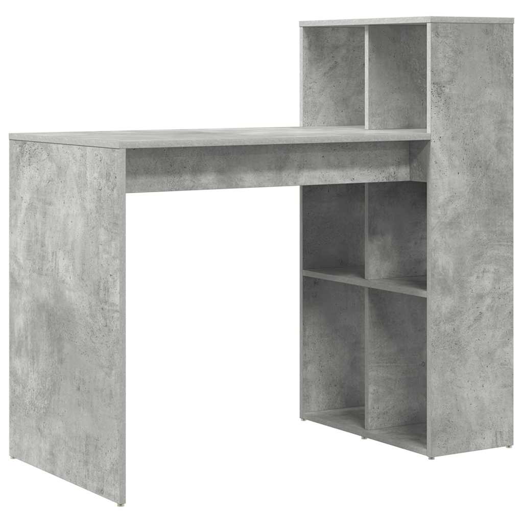 Escritorio - mesa de ordenador con estante gris concreto 108 x 55 x 103.5 cm
