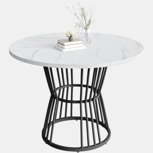 Mesa de jantar 1 peça - Mesa de cozinha com estrutura metálica, estilo moderno com acabamento em mármore - Preto