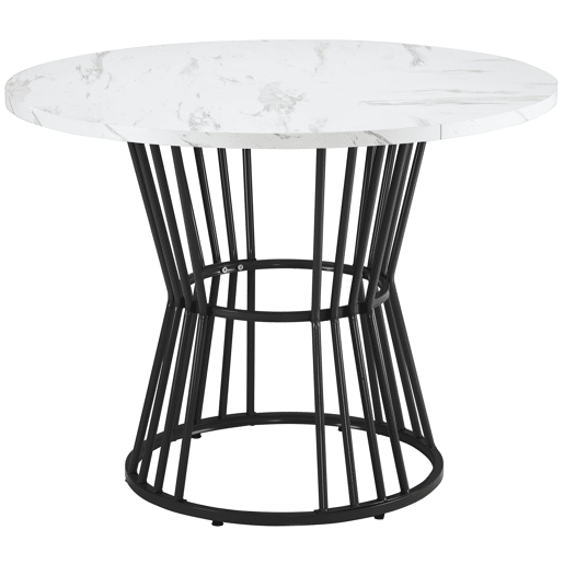 Mesa de jantar 1 peça - Mesa de cozinha com estrutura metálica, estilo moderno com acabamento em mármore - Preto