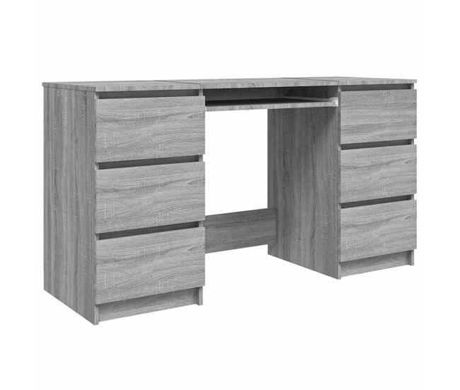 Escritorio - mesa de ordenador de madera contrachapada gris sonoma 140x50x77 cm