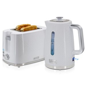 Briebe SKT1170WHT Elegance Conjunto de Torradeira de Pão com Fenda Larga, 2 Fatias + Chaleira Elétrica 1,7L sem Fio, sem BPA, 2200, Branco