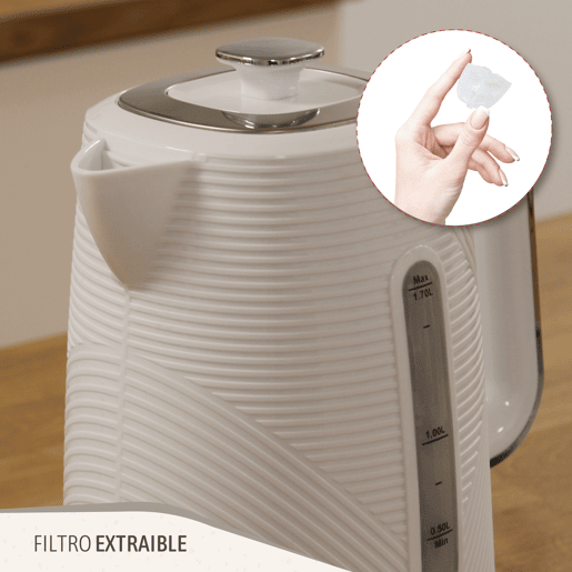 Briebe SKT1170WHT Elegance Conjunto de Torradeira de Pão com Fenda Larga, 2 Fatias + Chaleira Elétrica 1,7L sem Fio, sem BPA, 2200, Branco