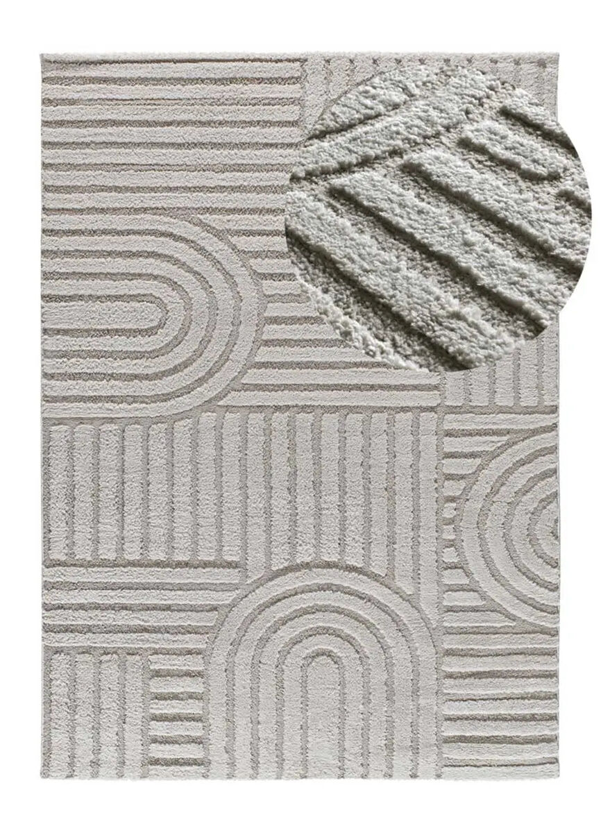 Alfombra geométrico con relieve JUNO - ATTICGO 126x190 Gris Claro
