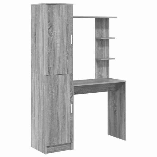 Secretária Escrivaninha de computador - com Armazenamento com prateleira 2 pcs Sonoma cinzento