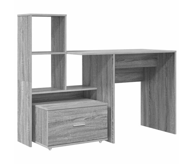 Escritorio - mesa de ordenador con cajón gris sonoma 131.5 x 50 x 106.5 cm