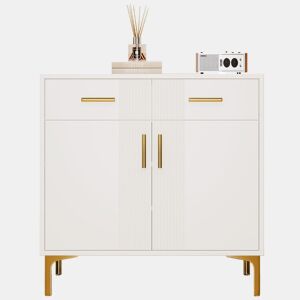 Aparador moderno 80x35x79,5 cm - com 2 portas, 2 gavetas, puxadores e pés metálicos
