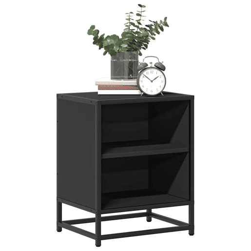 Mesa De Cabeceira - Mesinha De Cabeceira 40x31x50cm derivados de madeira preto e metal
