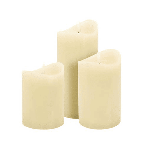 Conjunto de 3 velas LED com efeito gelatina e vários tamanhos