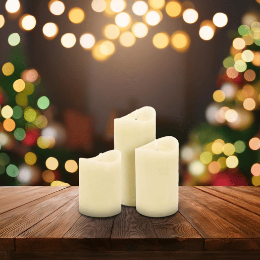 Conjunto de 3 velas LED com efeito gelatina e vários tamanhos