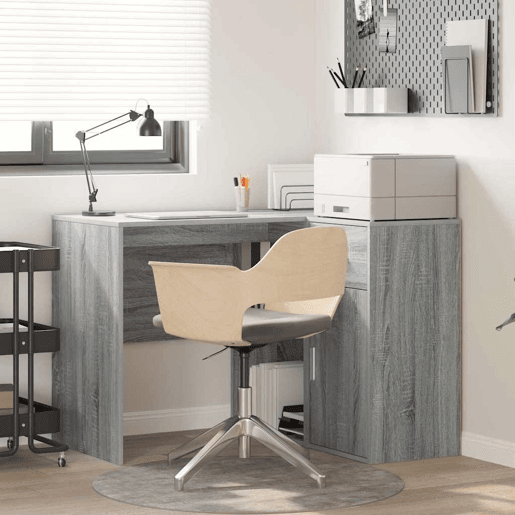2pcs Secretária de canto - Mesa de computador Sonoma cinzento 102 x 50 x 75 cm