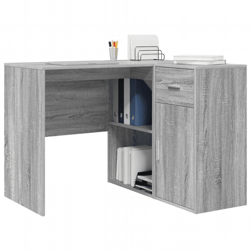 2pcs Secretária de canto - Mesa de computador Sonoma cinzento 102 x 50 x 75 cm