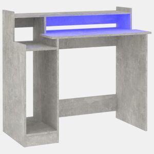 Secretária - Escrivaninha de computador c LED 97x45x90cm derivados madeira cinzento cimento