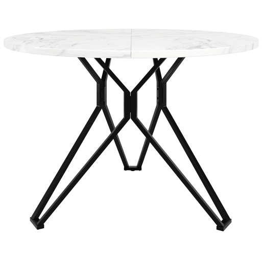 Mesa redonda 100x100 cm - Mesa de jantar para 4 pessoas, com pernas metálicas e tampo em MDF mármore - Preto