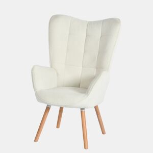 Poltrona Relax Para Sala Com Encosto Alto E Assento Acolchoado Em Tecido Macio Cor Bege Com Pés De Madeira Natural Estilo Escandinavo Moderno Perfeita Para Sala De Estar Quarto Ou Cantinho De Leitura