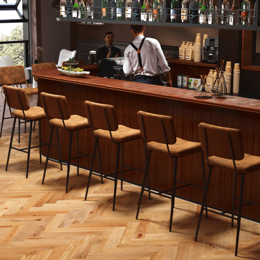 Conjunto De 6 Bancos Altos Com Encosto Estofados Em Polipele Marrom Com Estrutura De Metal Preto, Design Industrial Moderno Perfeito Para Cozinha Balcão E Sala De Jantar