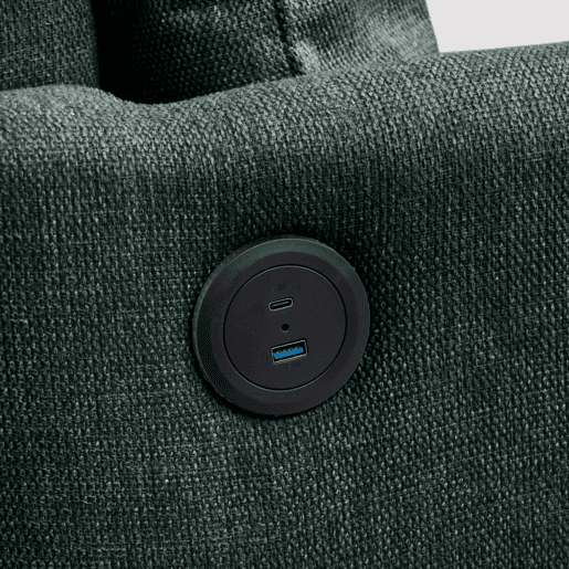 Sofá 2 Lugares Estofado Em Tecido Verde Com Baú De Arrumação, Encosto Acolchoado Confortável E Pés Metálicos Modernos, Inclui Porta USB Para Maior Comodidade Em Casa