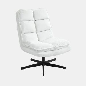 Cadeira De Escritório E Descanso Giratória Em Tecido Branco Estilo Moderno Com Almofada Acolchoada E Base Metálica Preta Resistente Ideal Para Casa E Escritório Suporta Até 120 Kg