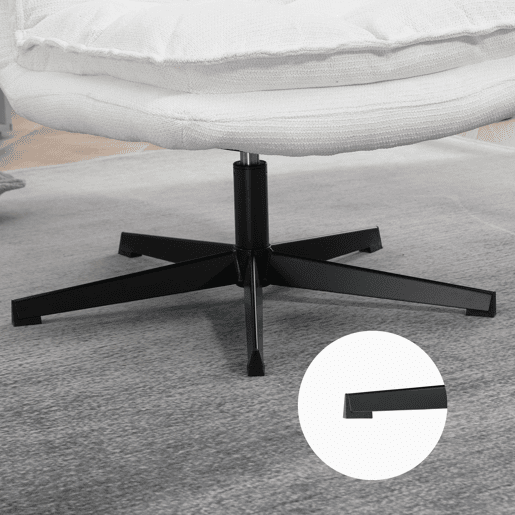 Cadeira De Escritório E Descanso Giratória Em Tecido Branco Estilo Moderno Com Almofada Acolchoada E Base Metálica Preta Resistente Ideal Para Casa E Escritório Suporta Até 120 Kg