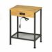 MEUBLES COSY Mesita Auxiliar Con Puerto USB Industrial 38x28 MEUBLES COSY Mesita Auxiliar Con Puerto USB Industrial 38x28 Roble